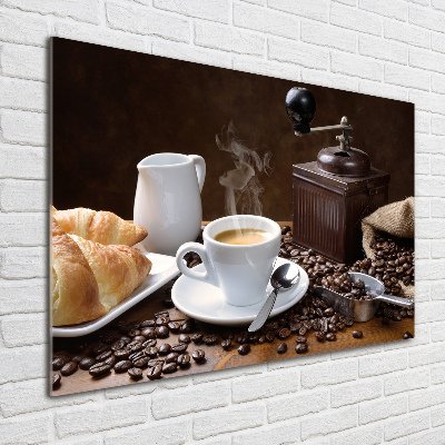 Acrylbild Fotodruck Croissants und Kaffee