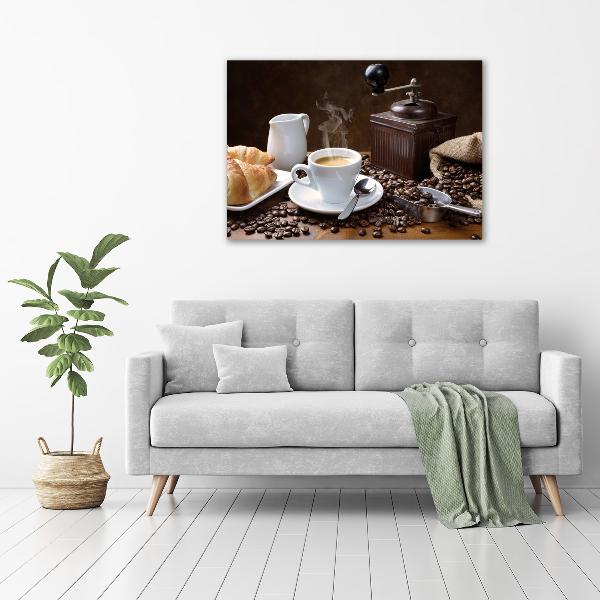 Acrylbild Fotodruck Croissants und Kaffee