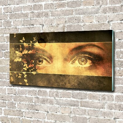 Acrylbild Fotodruck Augen und Schmetterlinge