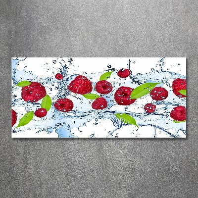 Bild auf Acrylglas Himbeeren und Wasser