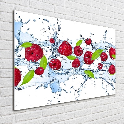 Bild auf Acrylglas Himbeeren und Wasser
