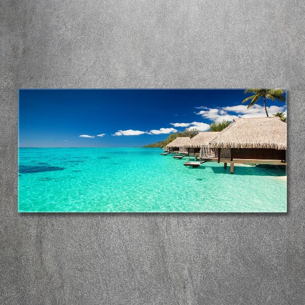 Foto auf Acryl Bungalows über dem Wasser