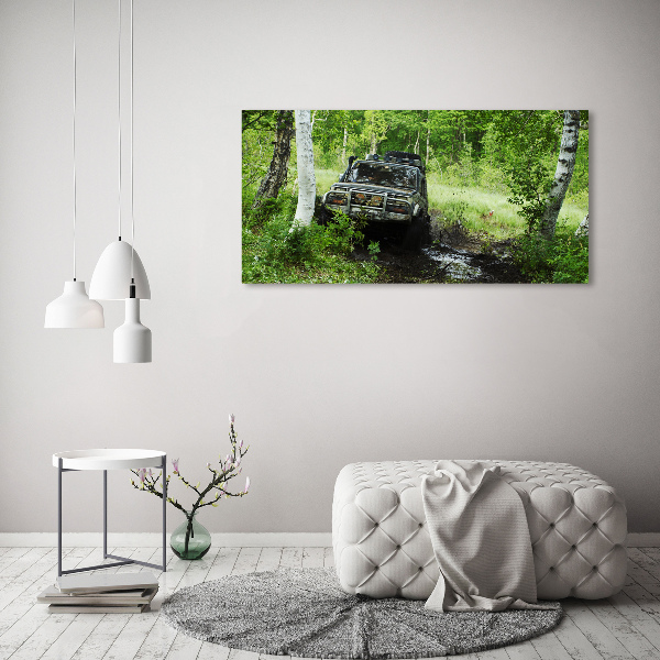 Bild auf Acrylglas Jeep im Wald