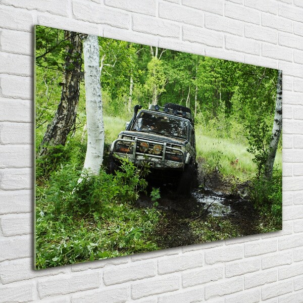 Bild auf Acrylglas Jeep im Wald
