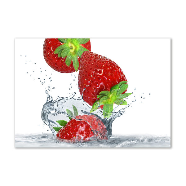 Acrylglas-Druck Erdbeeren und Wasser