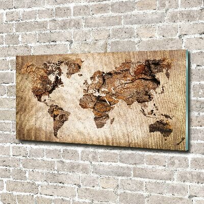 Acrylbild Fotodruck Weltkarte aus Holz