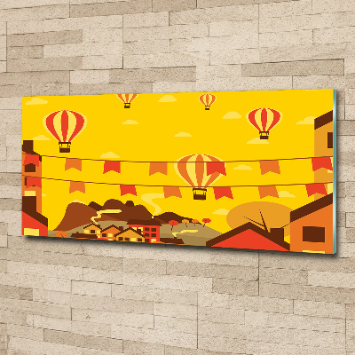 Acrylglas-Druck Ballons über der Stadt