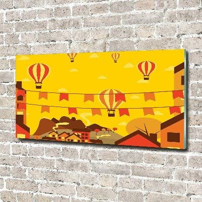 Acrylglas-Druck Ballons über der Stadt