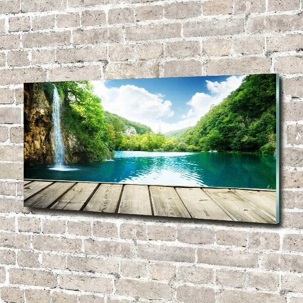 Bild auf Acrylglas Wasserfall im Wald