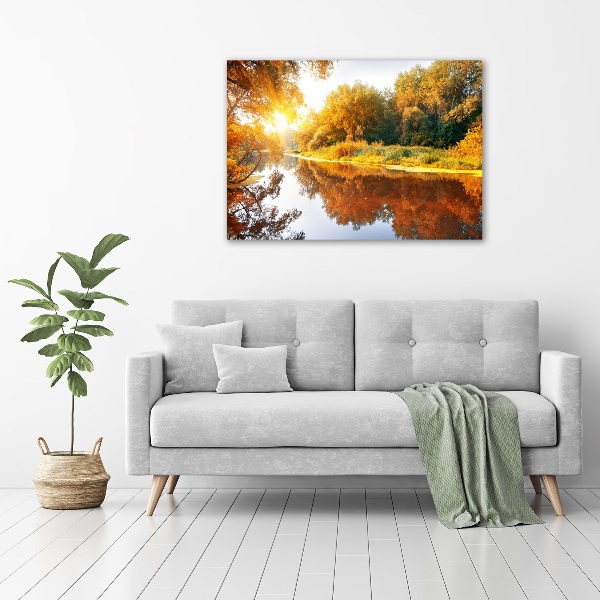 Acrylbild Fotodruck Fluss im Herbst