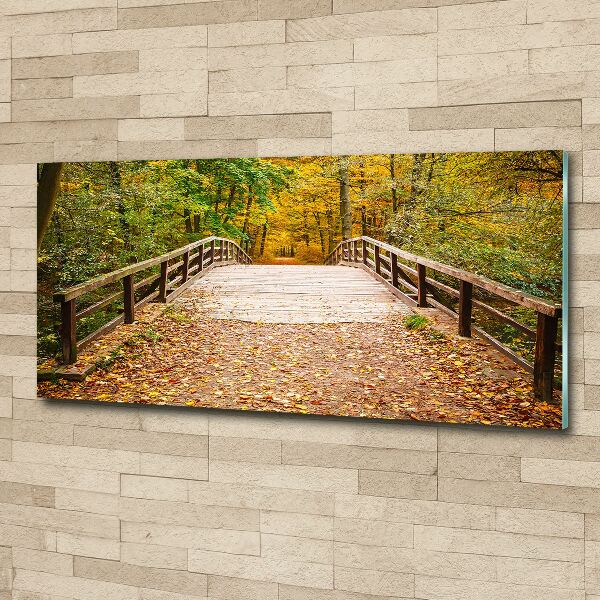 Acrylglas-Druck Brücke im Herbstwald