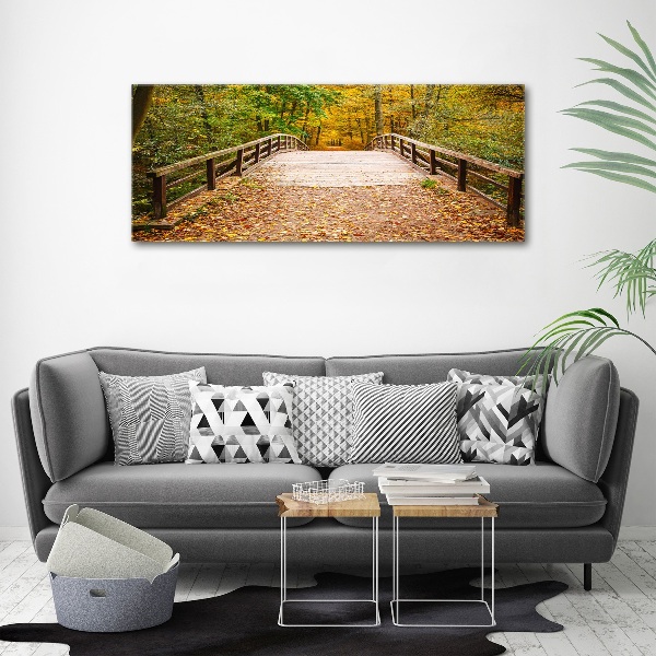 Acrylglas-Druck Brücke im Herbstwald