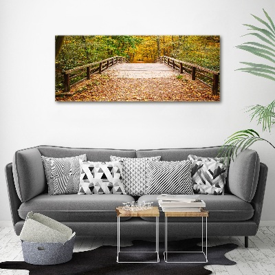 Acrylglas-Druck Brücke im Herbstwald