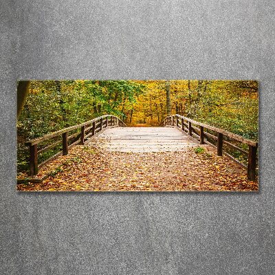 Acrylglas-Druck Brücke im Herbstwald