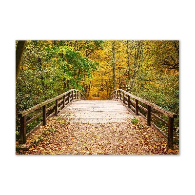 Acrylglas-Druck Brücke im Herbstwald