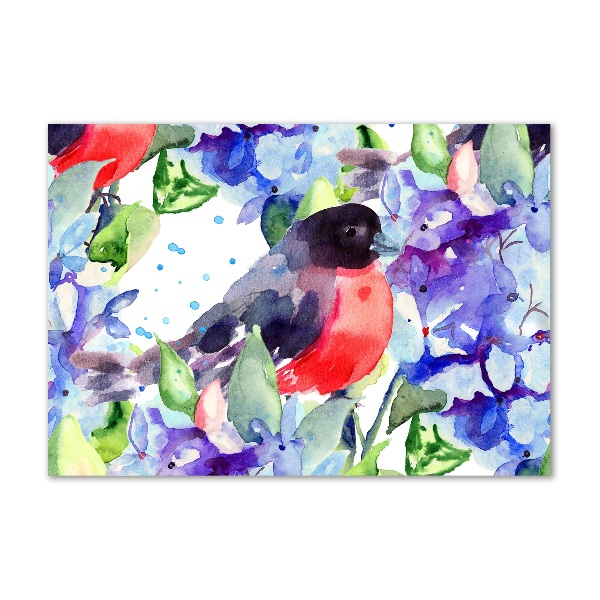 Bild auf Acrylglas Vögel und Blumen