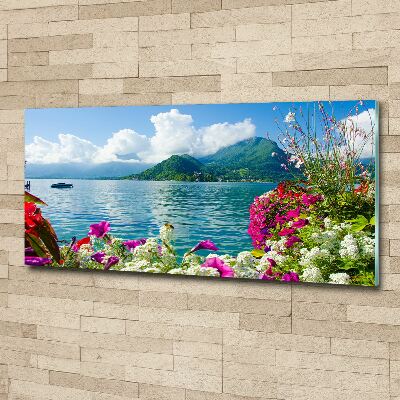 Bild auf Acrylglas Blumen am See