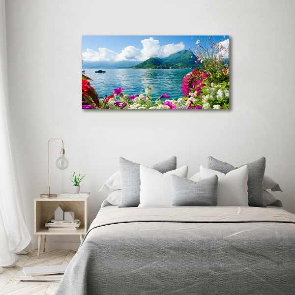 Bild auf Acrylglas Blumen am See
