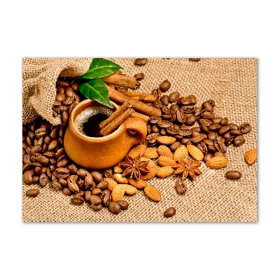 Acrylglas-Druck Kaffeebohnen und eine Tasse