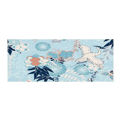 Foto auf Acryl Kranich und Blumen