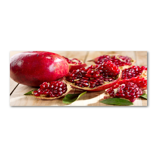 Acrylbild Fotodruck Granatapfel mit Blättern
