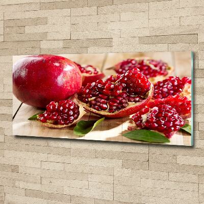 Acrylbild Fotodruck Granatapfel mit Blättern