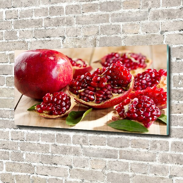 Acrylbild Fotodruck Granatapfel mit Blättern