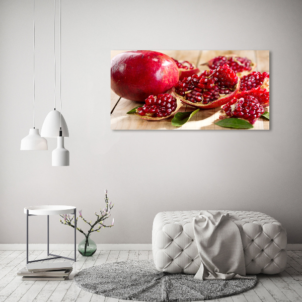 Acrylbild Fotodruck Granatapfel mit Blättern