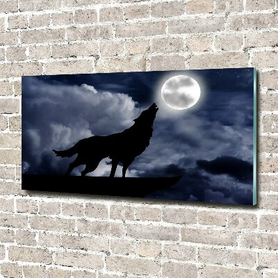 Acrylbild Fotodruck Der heulende Wolf des Vollmonds