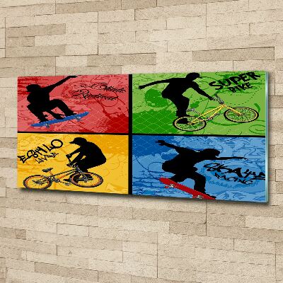 Bild auf Acrylglas Fahrrad und Skateboard