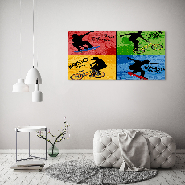 Bild auf Acrylglas Fahrrad und Skateboard