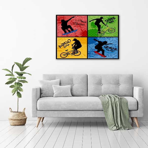 Bild auf Acrylglas Fahrrad und Skateboard