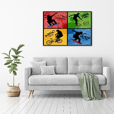 Bild auf Acrylglas Fahrrad und Skateboard