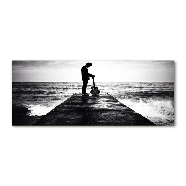 Bild auf Acrylglas Gitarrist auf dem Pier