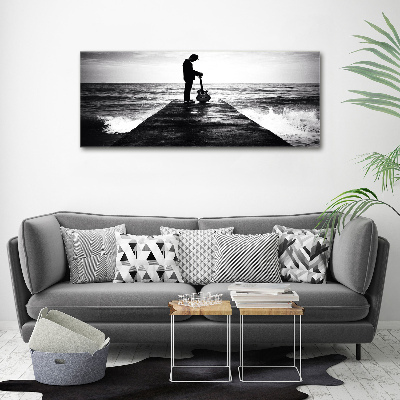 Bild auf Acrylglas Gitarrist auf dem Pier