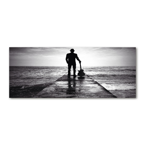 Acrylbild Fotodruck Gitarrist auf dem Pier