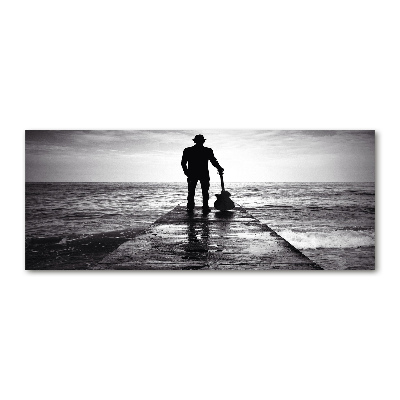 Acrylbild Fotodruck Gitarrist auf dem Pier