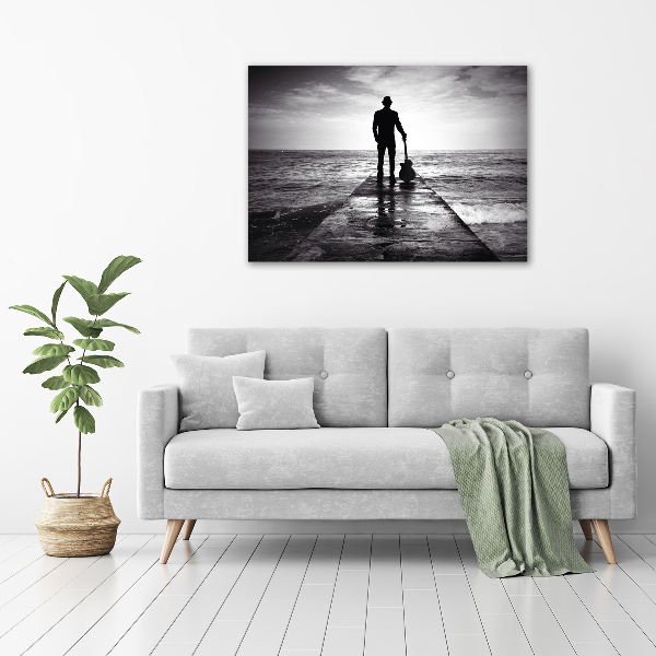 Acrylbild Fotodruck Gitarrist auf dem Pier