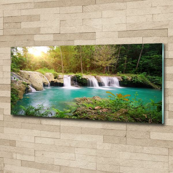 Acrylbild Fotodruck Wasserfall im Wald