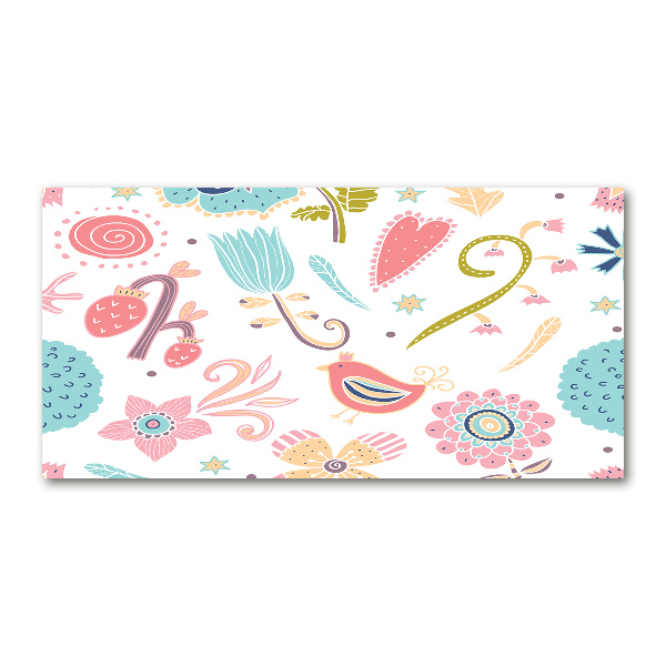 Bild auf Acrylglas Blumen und Vögel