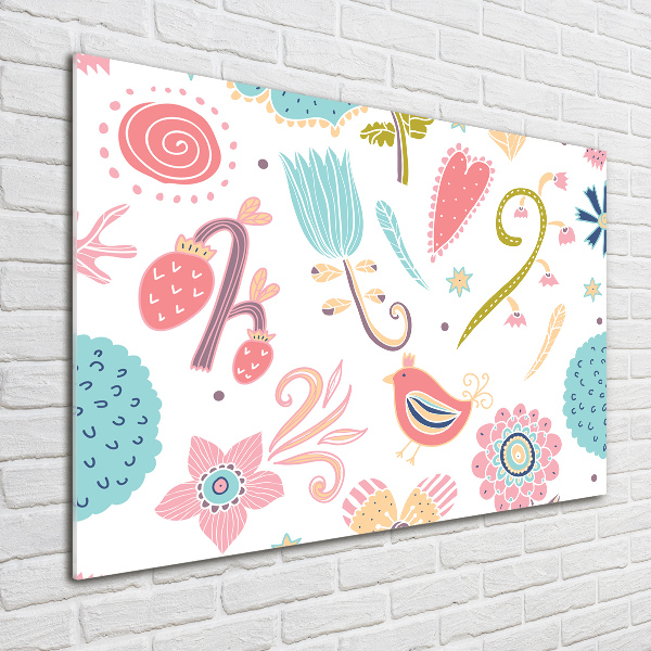 Bild auf Acrylglas Blumen und Vögel