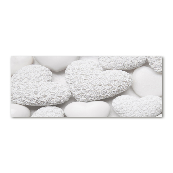 Foto auf Acryl Weißer Herz-Hintergrund