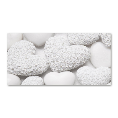 Foto auf Acryl Weißer Herz-Hintergrund