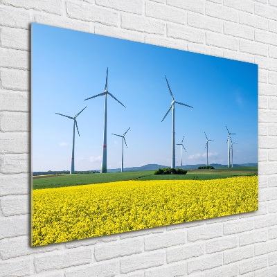 Foto auf Acryl Windmühlen auf dem Feld