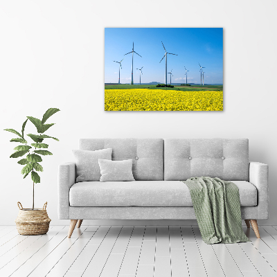 Foto auf Acryl Windmühlen auf dem Feld