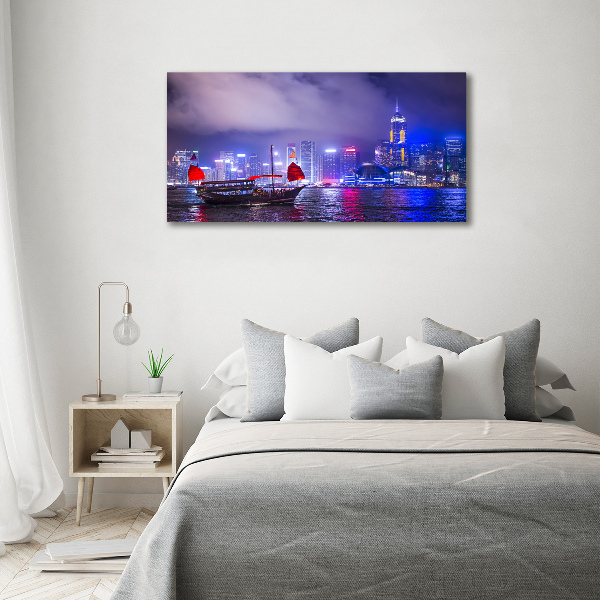 Bild auf Acrylglas Hongkong bei Nacht