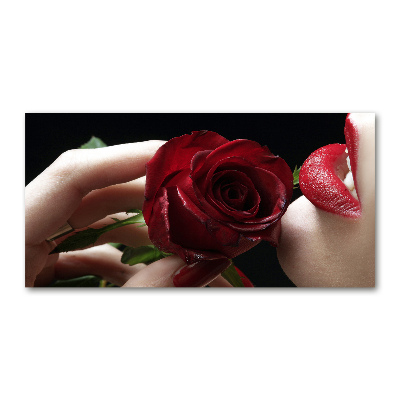 Acrylglas-Druck Frau mit einer Rose