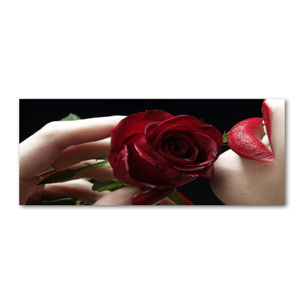 Acrylglas-Druck Frau mit einer Rose