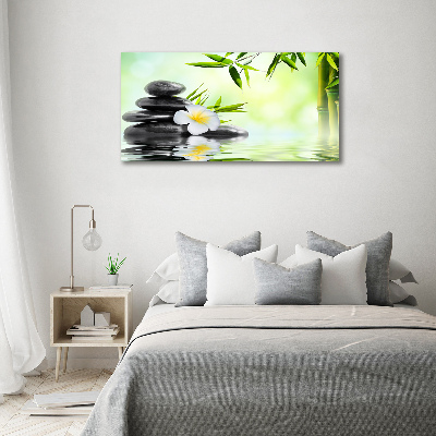 Foto auf Acryl Plumeria und Bambus