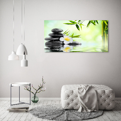 Foto auf Acryl Plumeria und Bambus